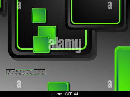 Black and green neon squares abstract hi-tech background. Vector geometric design Stock Vector
