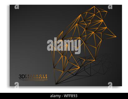 3D TRIANGLE LINE BACKGROUND . GRADIENT BLACK ORANGE Stock Vector