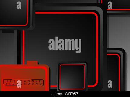 Black and red neon squares abstract hi-tech background. Vector geometric design Stock Vector