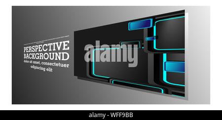 ABSTRACT BACKGROUND OF RECTANGLE PERSPECTIVE WITH BLUE COLOR Stock Vector
