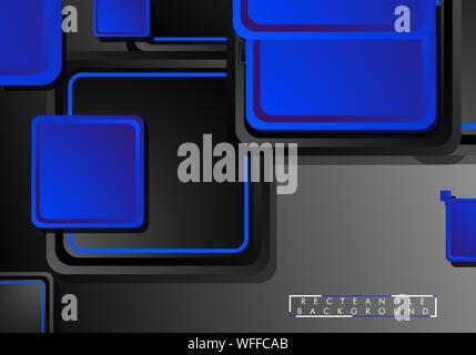 Black and blue neon squares abstract hi-tech background. Vector geometric design Stock Vector
