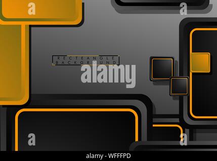 Black and orange neon squares abstract hi-tech background. Vector geometric design Stock Vector