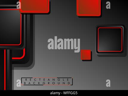 Black and red neon squares abstract hi-tech background. Vector geometric design Stock Vector