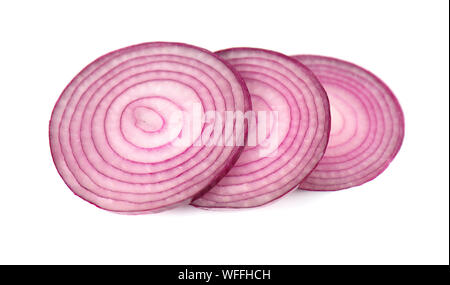 Sliced and falling red onion isolated on white background Stock Photo