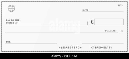 Bank check template. Checkbook page with euro currency background Stock ...