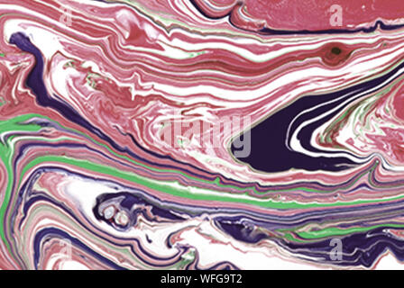 Pink purple and yellow color mix marble texture design, fluid art painting, contemporary art. Stock Photo