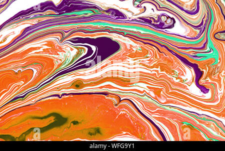 Pink purple and yellow color mix marble texture design, fluid art painting, contemporary art. Stock Photo