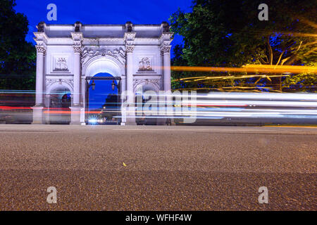 Marble Arch at night, London Stock Photo