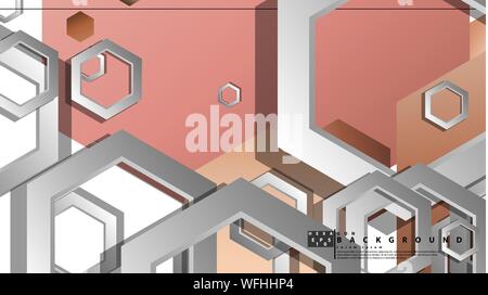 Abstract geometric background with hexagons skin color composition. Vector illustration Stock Vector