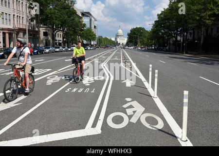 bike lanes on Pennsylvania Avenue, Washington, DC, USA Stock Photo