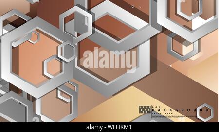 Abstract geometric background with hexagons skin color composition. Vector illustration Stock Vector