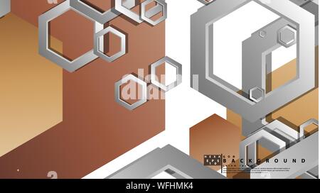 Abstract geometric background with hexagons skin color composition. Vector illustration Stock Vector