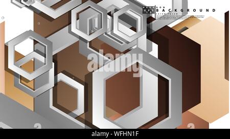 Abstract geometric background with hexagons skin color composition. Vector illustration Stock Vector