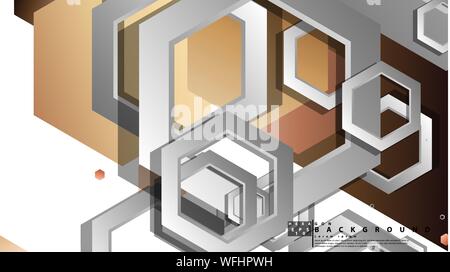 Abstract geometric background with hexagons skin color composition. Vector illustration Stock Vector