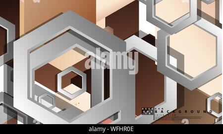 Abstract geometric background with hexagons skin color composition. Vector illustration Stock Vector