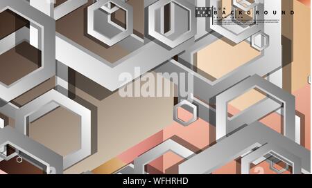 Abstract geometric background with hexagons skin color composition. Vector illustration Stock Vector