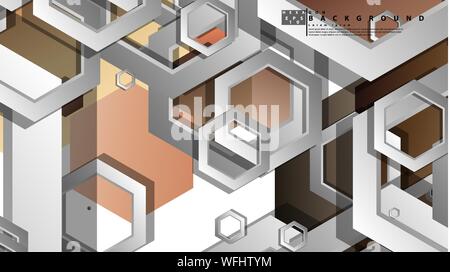 Abstract geometric background with hexagons skin color composition. Vector illustration Stock Vector