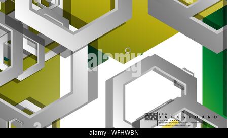 Abstract geometric background with hexagons, foliage color composition. Vector illustration Stock Vector