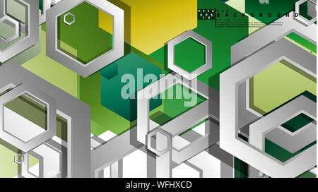 Abstract geometric background with hexagons, foliage color composition. Vector illustration Stock Vector