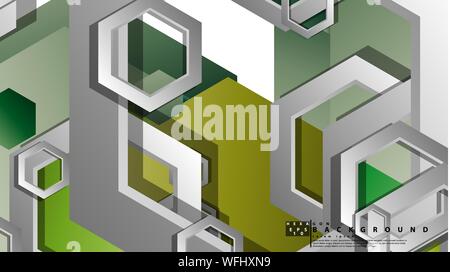 Abstract geometric background with hexagons, foliage color composition. Vector illustration Stock Vector