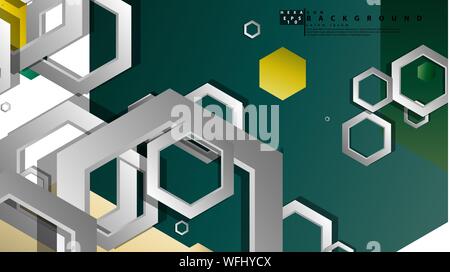 Abstract geometric background with hexagons, foliage color composition. Vector illustration Stock Vector