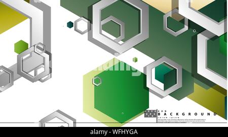 Abstract geometric background with hexagons, foliage color composition. Vector illustration Stock Vector