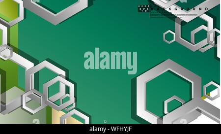 Abstract geometric background with hexagons, foliage color composition. Vector illustration Stock Vector