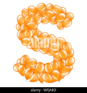 Orange letter S from helium balloons part of English alphabet. Stock Photo