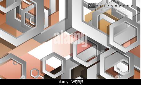 Abstract geometric background with hexagons skin color composition. Vector illustration Stock Vector