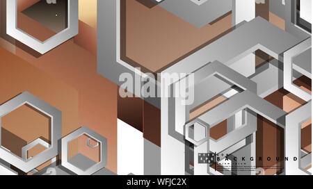 Abstract geometric background with hexagons skin color composition. Vector illustration Stock Vector