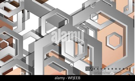 Abstract geometric background with hexagons skin color composition. Vector illustration Stock Vector