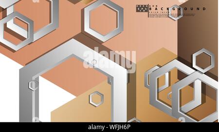 Abstract geometric background with hexagons skin color composition. Vector illustration Stock Vector