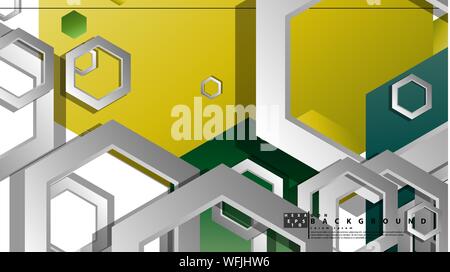 Abstract geometric background with hexagons, foliage color composition. Vector illustration Stock Vector