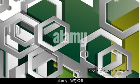 Abstract geometric background with hexagons, foliage color composition. Vector illustration Stock Vector