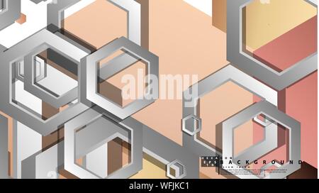 Abstract geometric background with hexagons skin color composition. Vector illustration Stock Vector