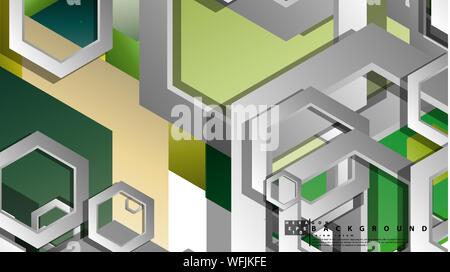 Abstract geometric background with hexagons, foliage color composition. Vector illustration Stock Vector