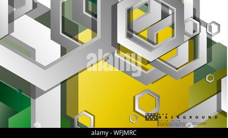 Abstract geometric background with hexagons, foliage color composition. Vector illustration Stock Vector