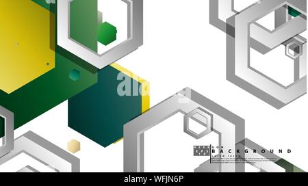 Abstract geometric background with hexagons, foliage color composition. Vector illustration Stock Vector