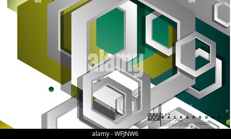 Abstract geometric background with hexagons, foliage color composition. Vector illustration Stock Vector