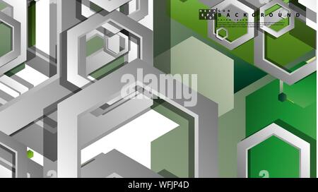 Abstract geometric background with hexagons, foliage color composition. Vector illustration Stock Vector
