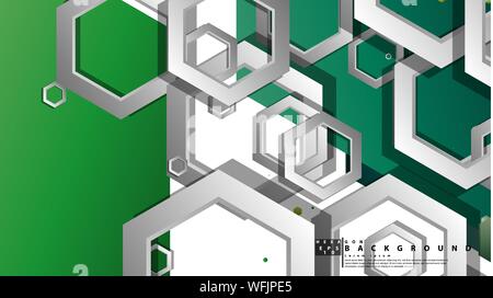 Abstract geometric background with hexagons, foliage color composition. Vector illustration Stock Vector