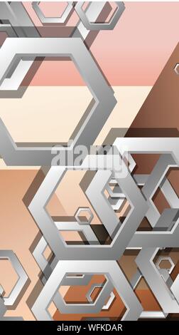 Abstract geometric background with hexagons skin color composition. Vector illustration Stock Vector