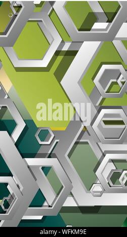 Abstract geometric background with hexagons, foliage color composition. Vector illustration Stock Vector
