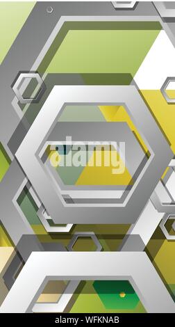 Abstract geometric background with hexagons, foliage color composition. Vector illustration Stock Vector