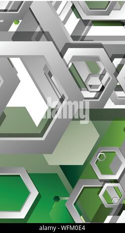 Abstract geometric background with hexagons, foliage color composition. Vector illustration Stock Vector
