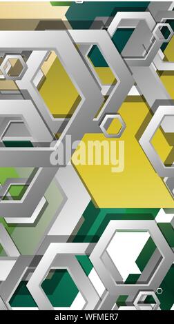 Abstract geometric background with hexagons, foliage color composition. Vector illustration Stock Vector