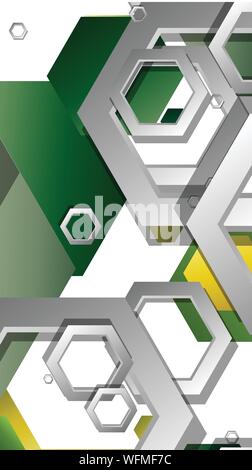 Abstract geometric background with hexagons, foliage color composition. Vector illustration Stock Vector