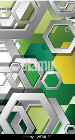 Abstract geometric background with hexagons, foliage color composition. Vector illustration Stock Vector