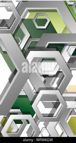 Abstract geometric background with hexagons, foliage color composition. Vector illustration Stock Vector