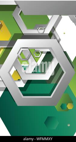 Abstract geometric background with hexagons, foliage color composition. Vector illustration Stock Vector